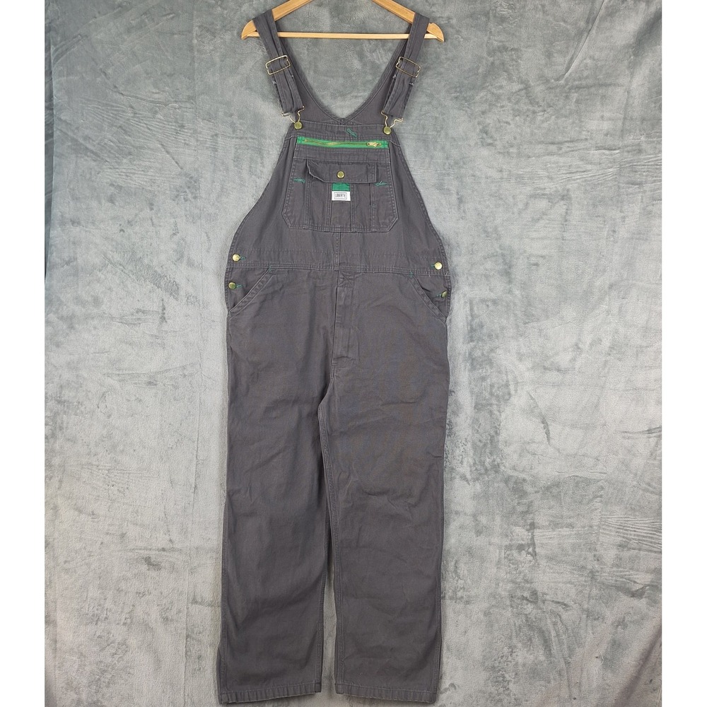 Vtg Liberty Bib Overalls Mens 40x27 Gray Carpenter Workwear Farmer Denim Utility